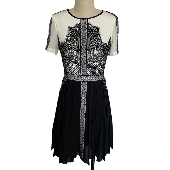 lace dress look L'AGENCE Scotly Silk Lace Dress In Cyan/Cappuccino